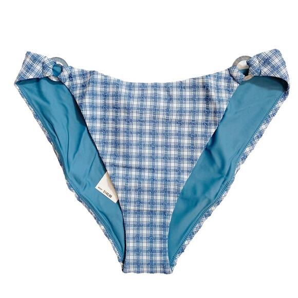 JONATHAN SIMKHAI Francesca Seersucker Bikini Bottom In Adriatic Plaid - Picture 4 of 10